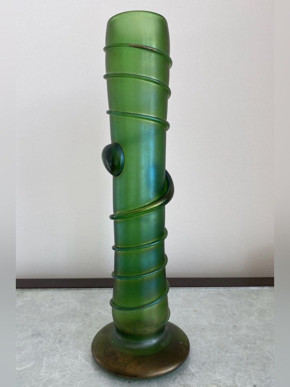 Antique Loetz Vintage Austrian Frost Glass Snake Vine Vase Beautiful Condition!